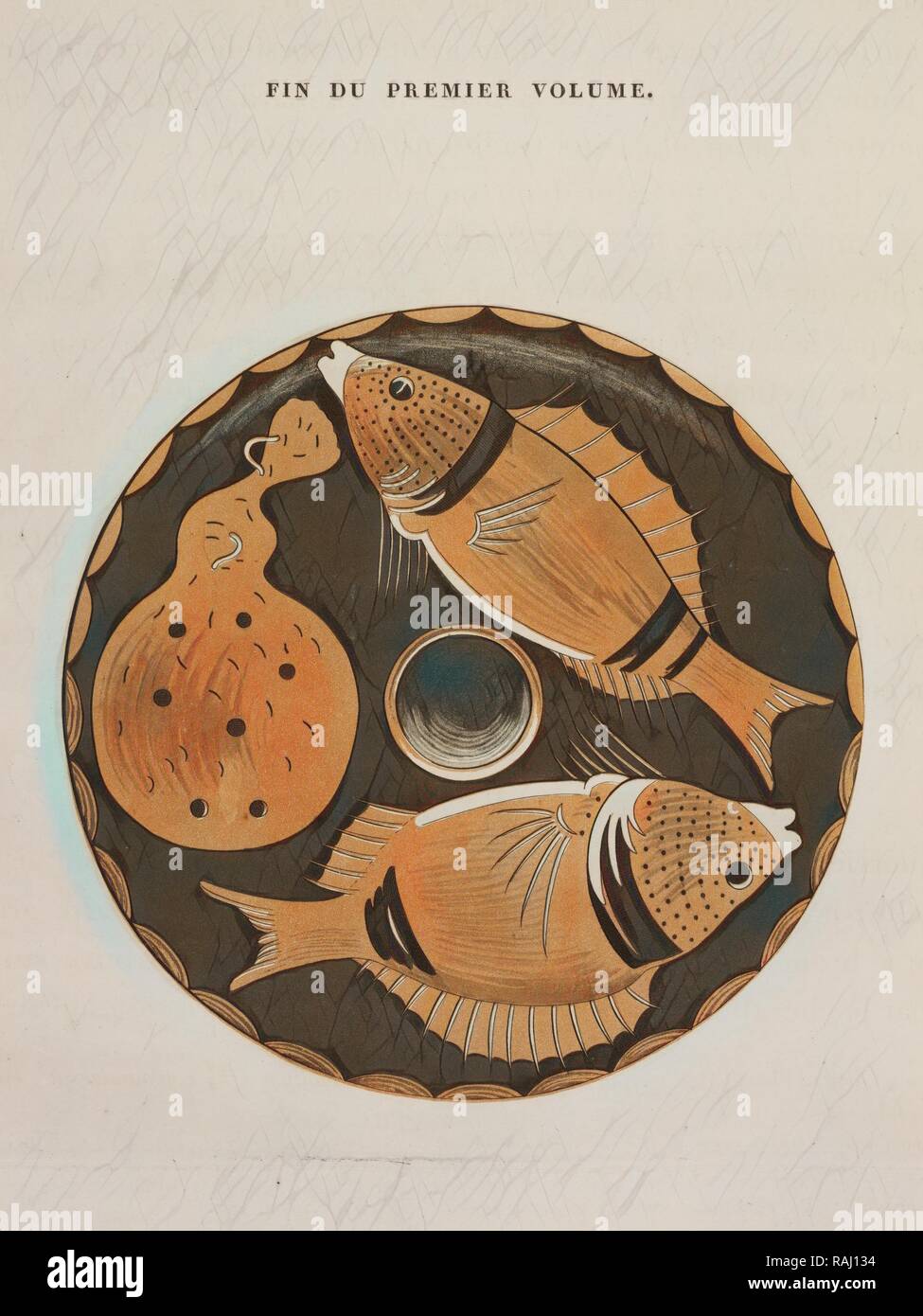 Vignette avec les poissons, Collection des vases grecs de M. le comte de Lamberg, Laborde, Alexandre, comte de, 1773-1842 repensé Banque D'Images