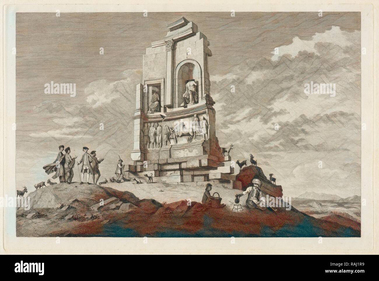 Vue du monument de Philopappus, les antiquités d'Athènes, Stuart, James, 1713-1788, gravure, 1762-1816 repensé Banque D'Images