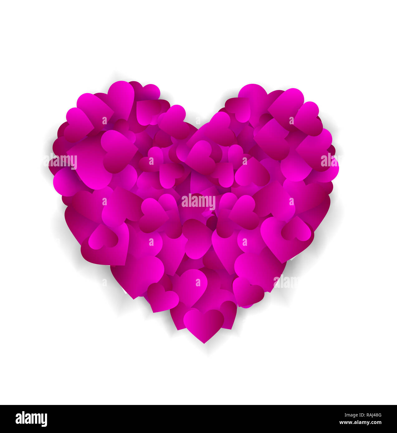 Big purple heart fait de petits coeurs isolé sur fond blanc, symbole de l'amour, la loyauté et la gentillesse, l'élément pour la saint valentin ou un mariage greet Banque D'Images