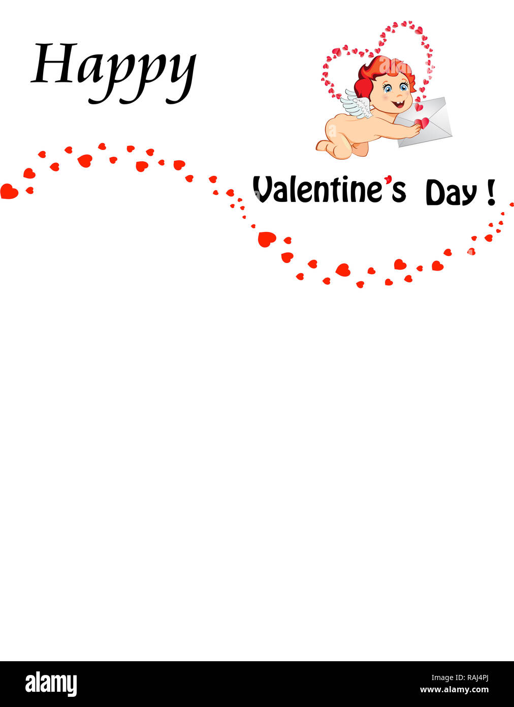 Heureux Jour Velrntines Avec Modele Cartoon Bebe Cupidon Ange Amour Personnage Holding Lettre D Amour Et De L Espace Pour Le Texte Sur Fond Blanc Avec De Nombreux Il Photo Stock Alamy