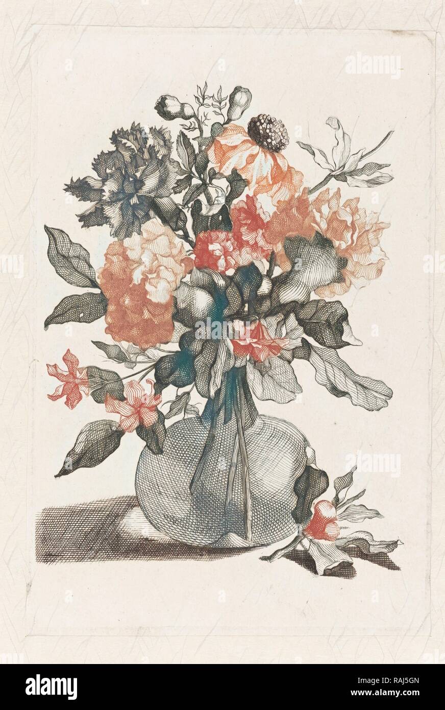 Vase en verre avec des fleurs et le vase avant une branche avec fleur, anonyme, Jean Baptiste Monnoyer, Johan Teyler repensé Banque D'Images
