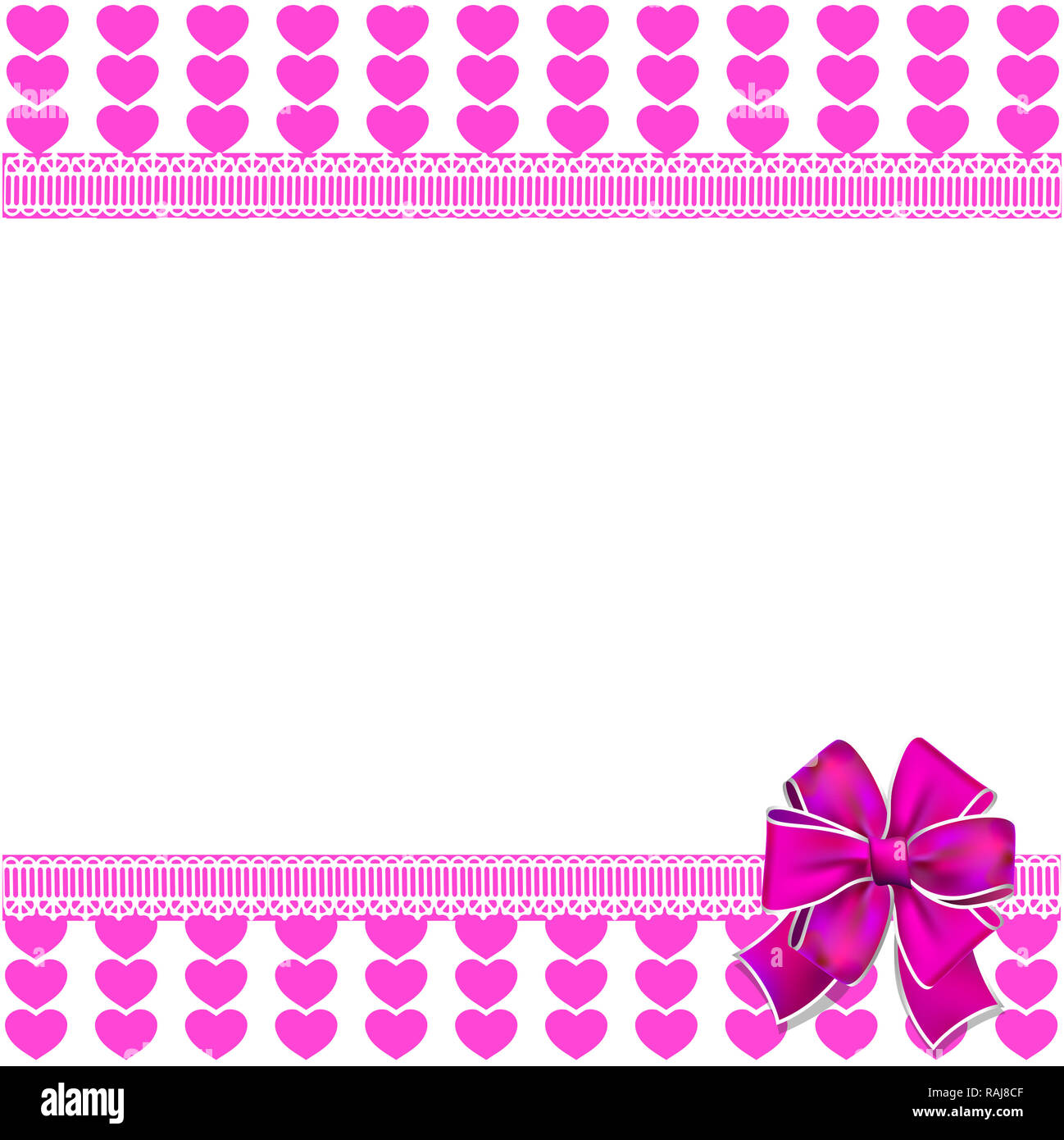 Modèle élégant mignon avec motif coeur rose bordée, de l'espace pour le texte et le fond blanc. border, cadre, bannière, affiche pour valentines festi Banque D'Images