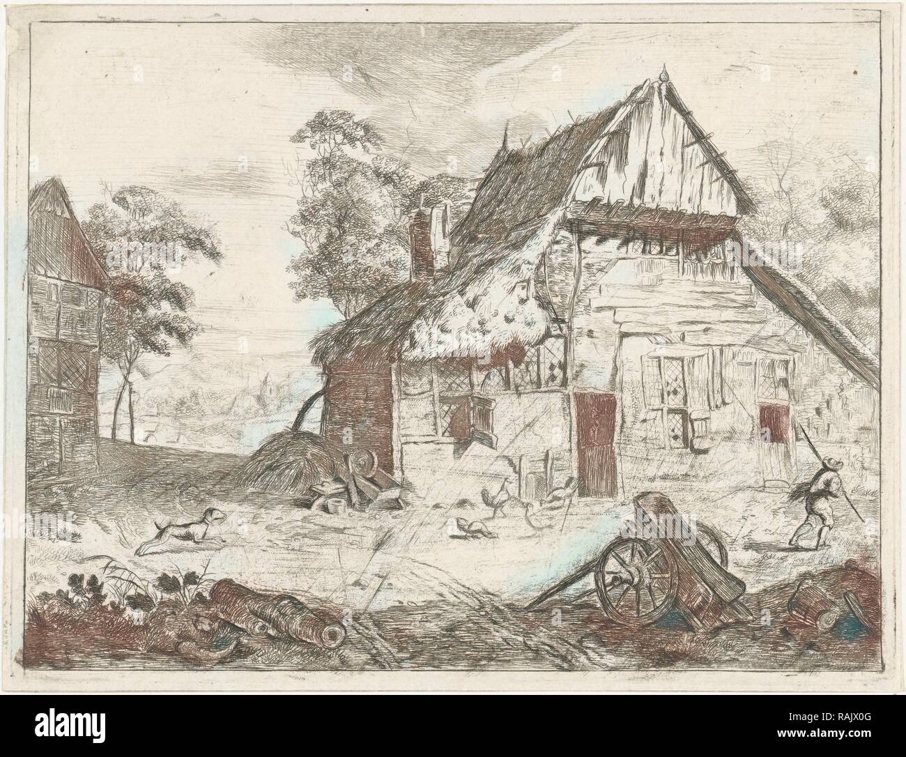 Ferme, Jabes, dans Heenck ou après 1780. Repensé par Gibon. L'art classique avec une touche moderne repensé Banque D'Images