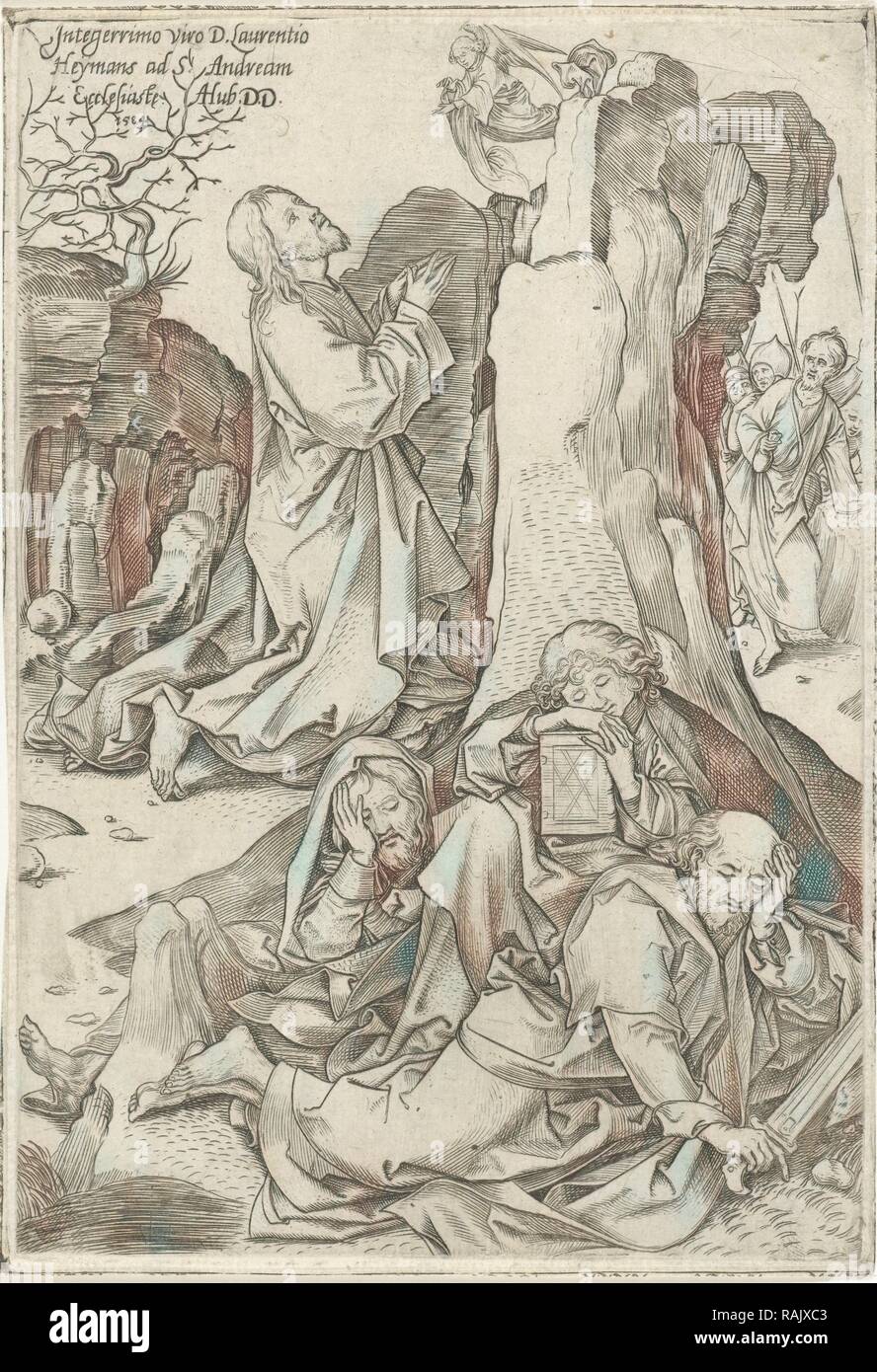 Le Christ au Jardin de Gethsémani, Adriaen Huybrechts (I), Martin Schongauer, 1584. Repensé par Gibon. L'art classique repensé Banque D'Images