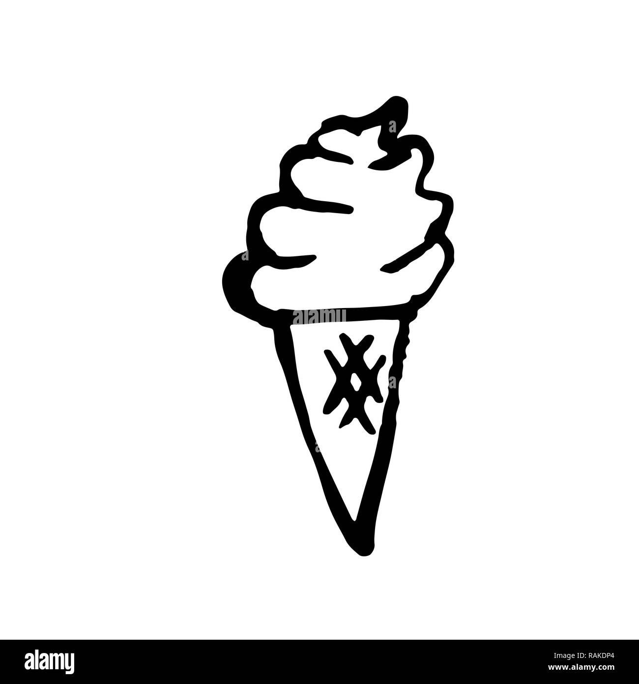 L'icône grunge de la crème glacée. Vector illustration dessiné à la main. Illustration de Vecteur