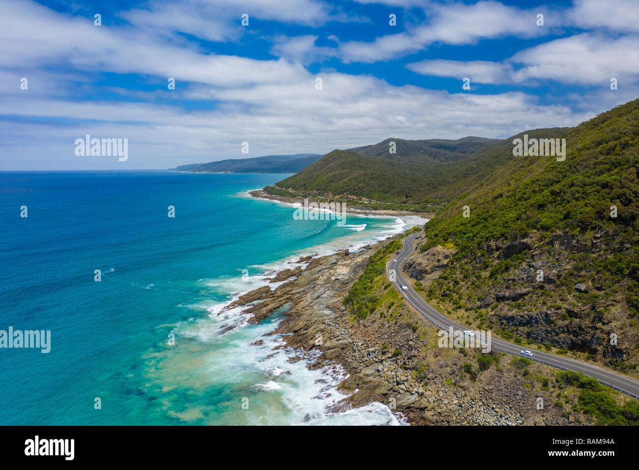 Vue aérienne de la Great Ocean Road en Australie Banque D'Images