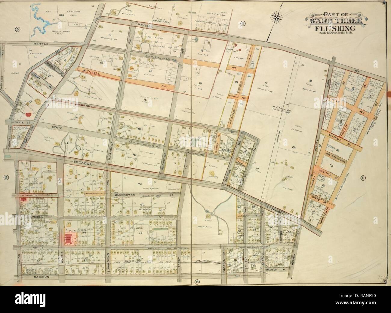Queens, Volume 3, double plaque Page no 7, partie de trois quartiers le rinçage. Site délimité par l'Avenue des congrès, Myrtle Ave repensé Banque D'Images Queens, Volume 3, double plaque Page no 7, partie de trois quartiers le rinçage. Site délimité par l'Avenue des congrès, Myrtle Ave repensé Banque D'Images