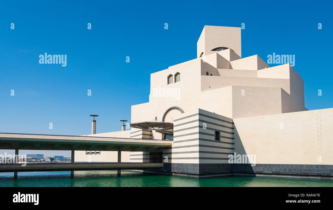 Avis de musée d'Art islamique de Doha, au Qatar. Architecte IM Pei Banque D'Images