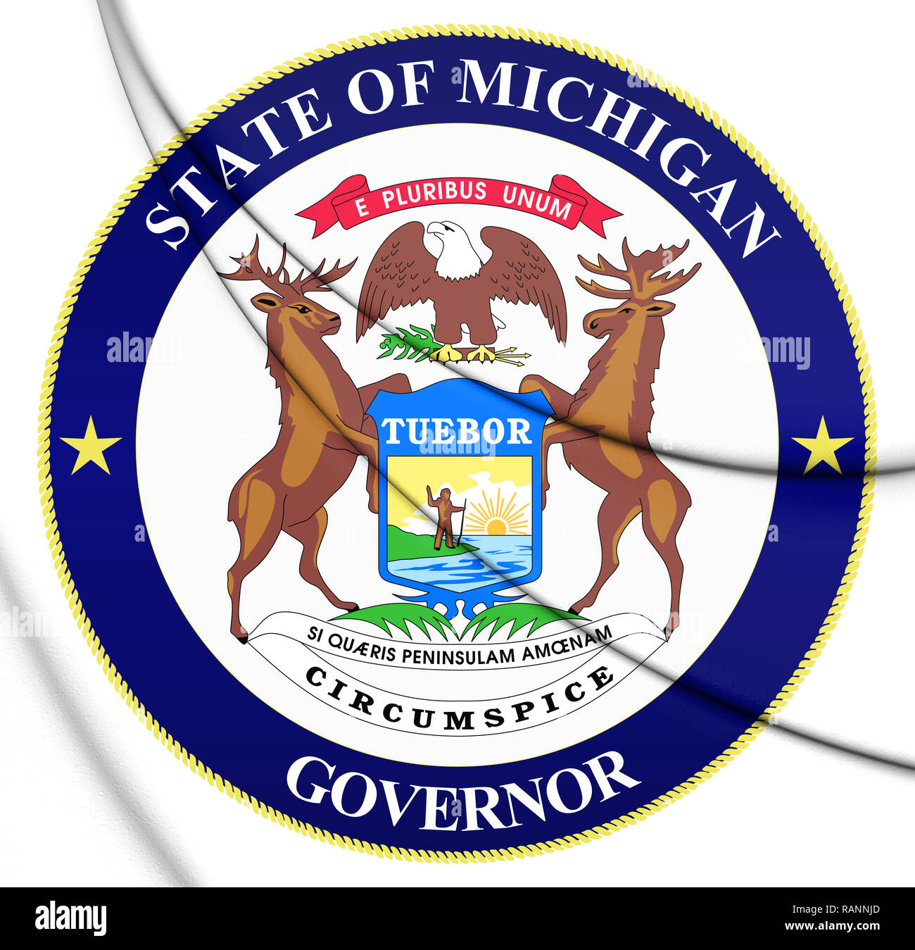 3D Gouverneur du Michigan, USA. d'étanchéité 3D Illustration. Banque D'Images