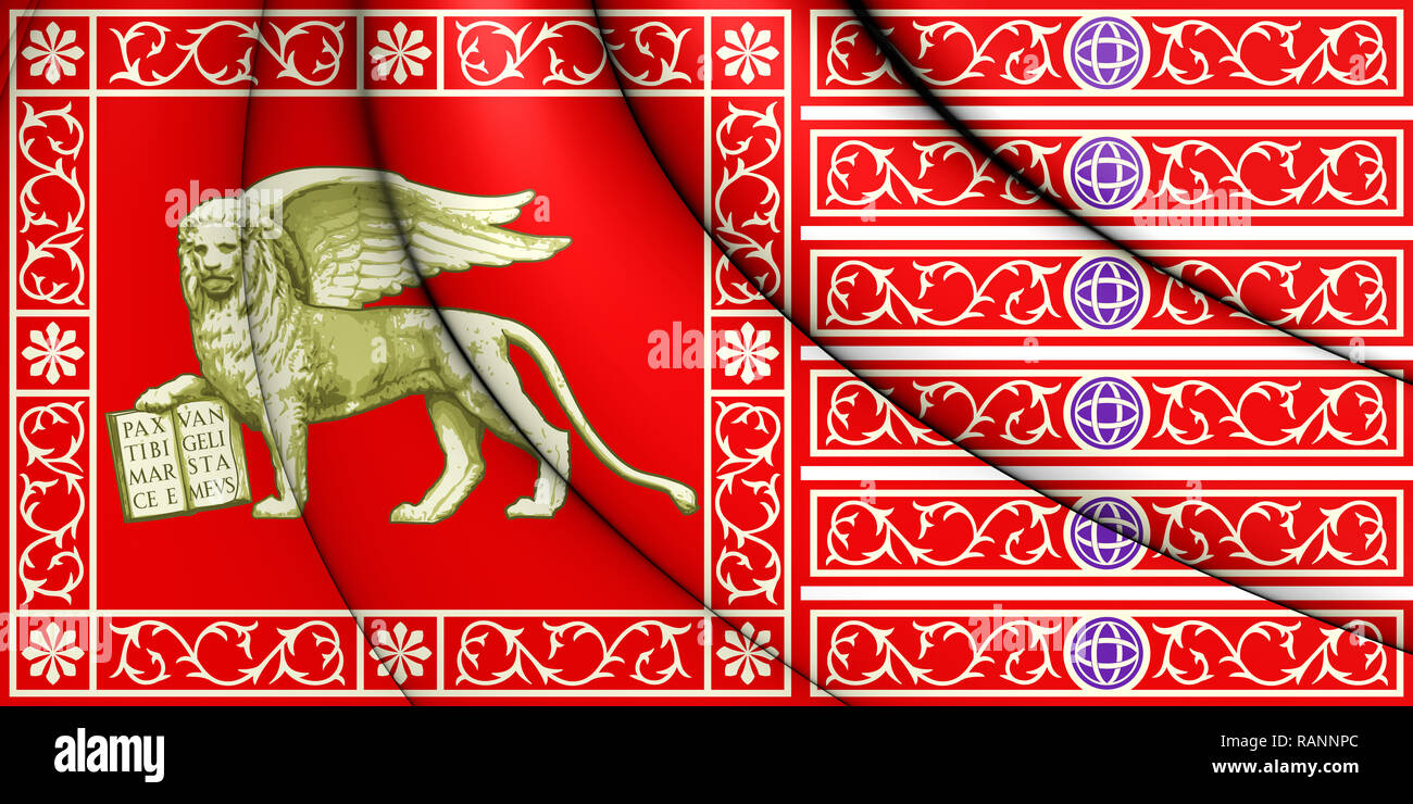 3D drapeau de République de Venise. 3D Illustration. Banque D'Images