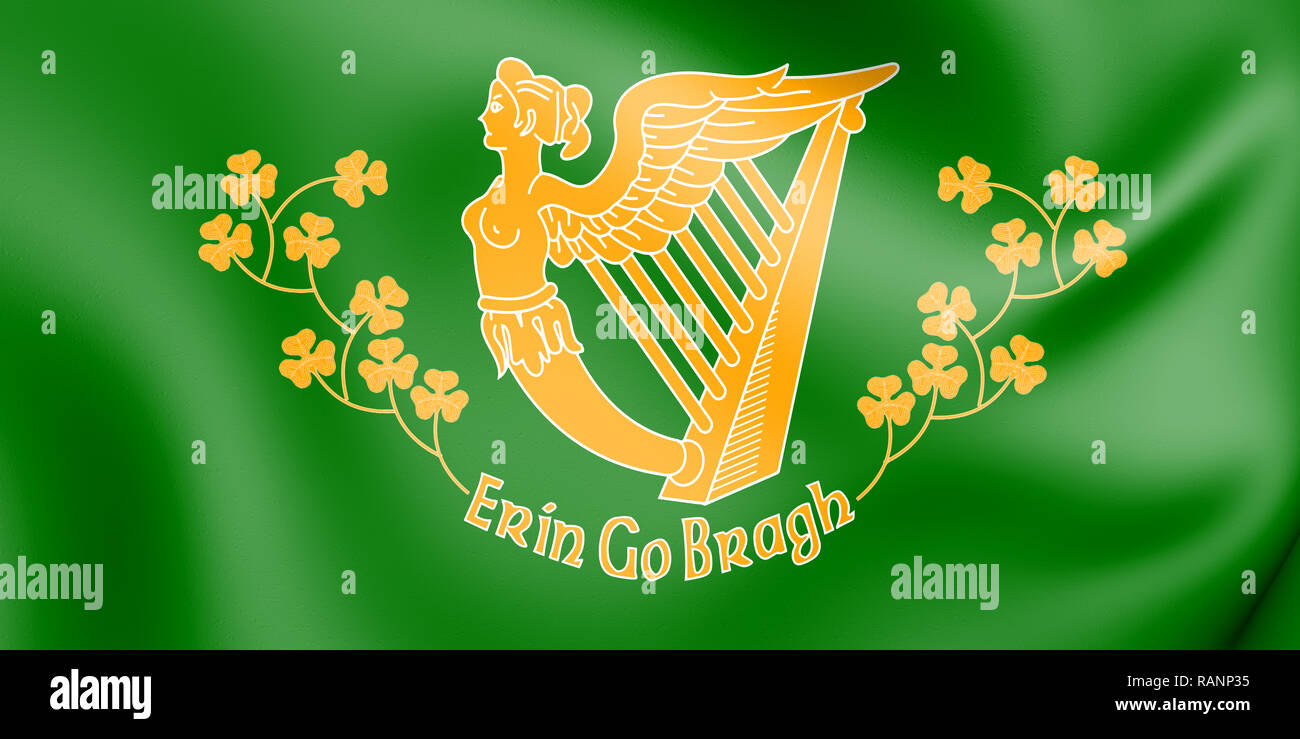Erin go Bragh 3D, bannière de l'Irlande. 3D Illustration. Banque D'Images
