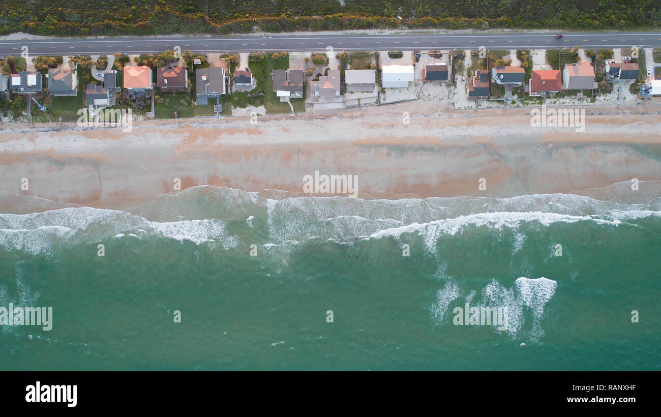 Drone eaux vert Photographie Plage de Floride Côte Atlantique Banque D'Images