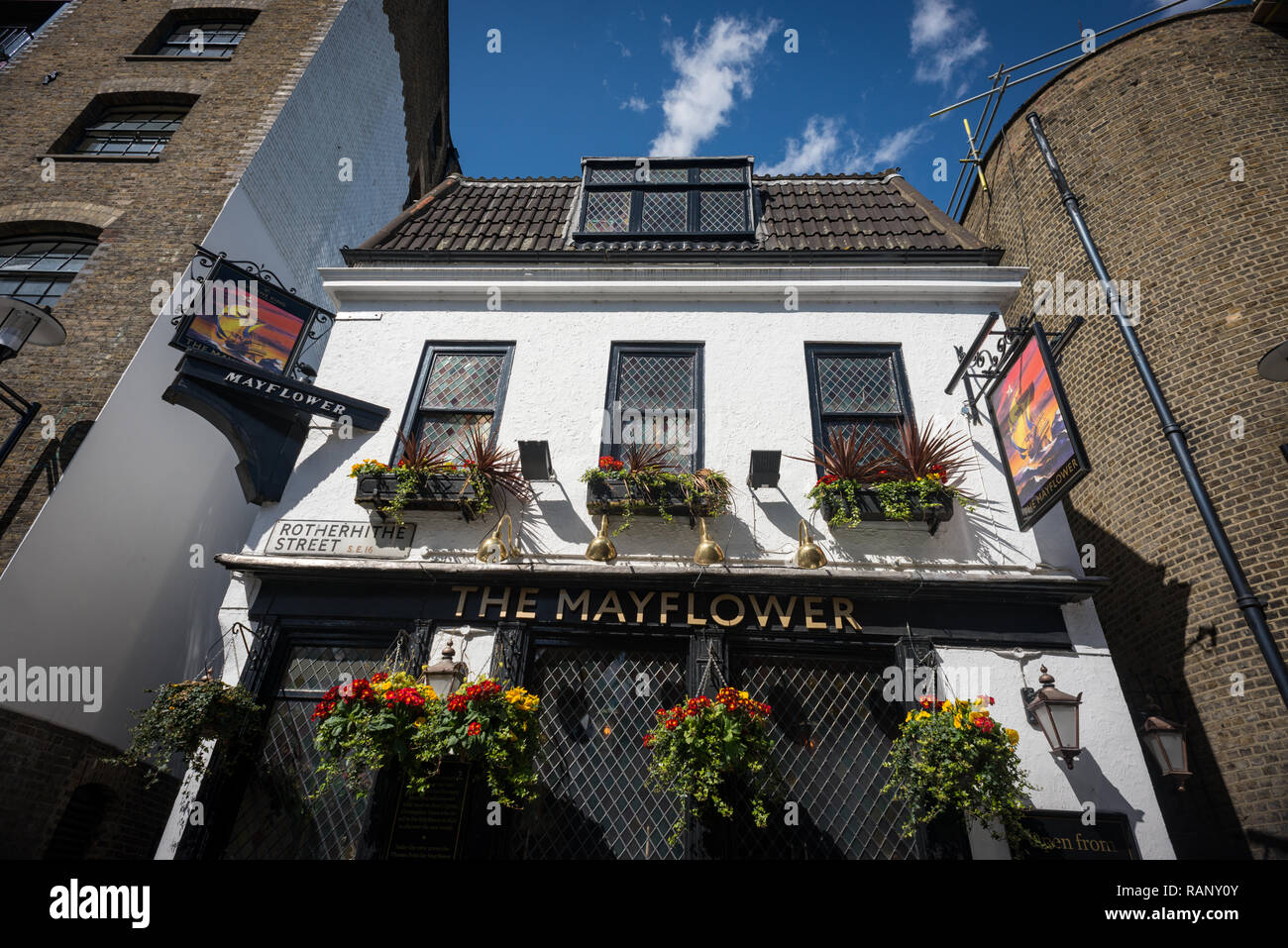La vue extérieure de la pub Mayflower, Rotherhithe, Londres Banque D'Images