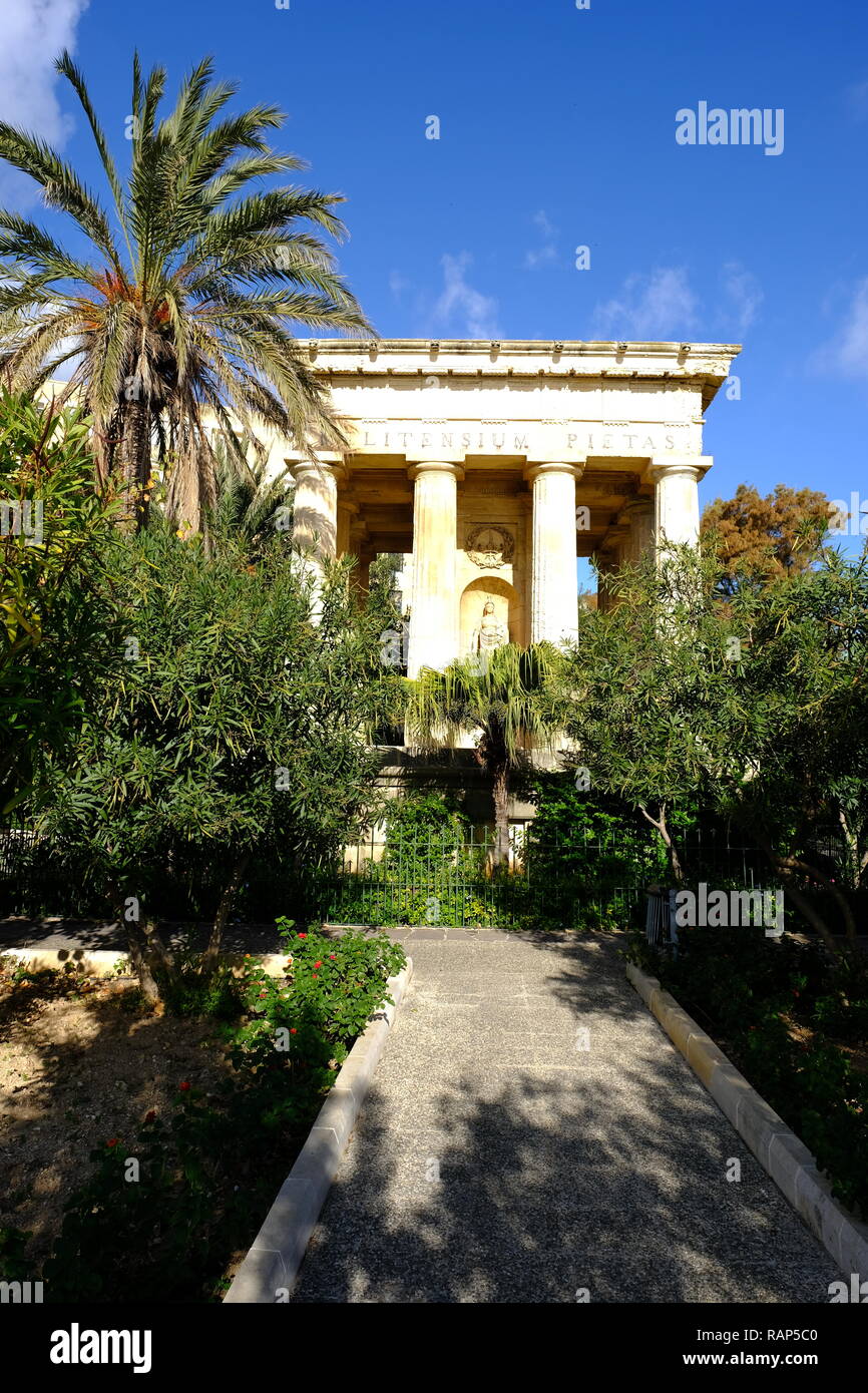 Jardins Barrakka supérieure et inférieure, Monument néoclassique Banque D'Images