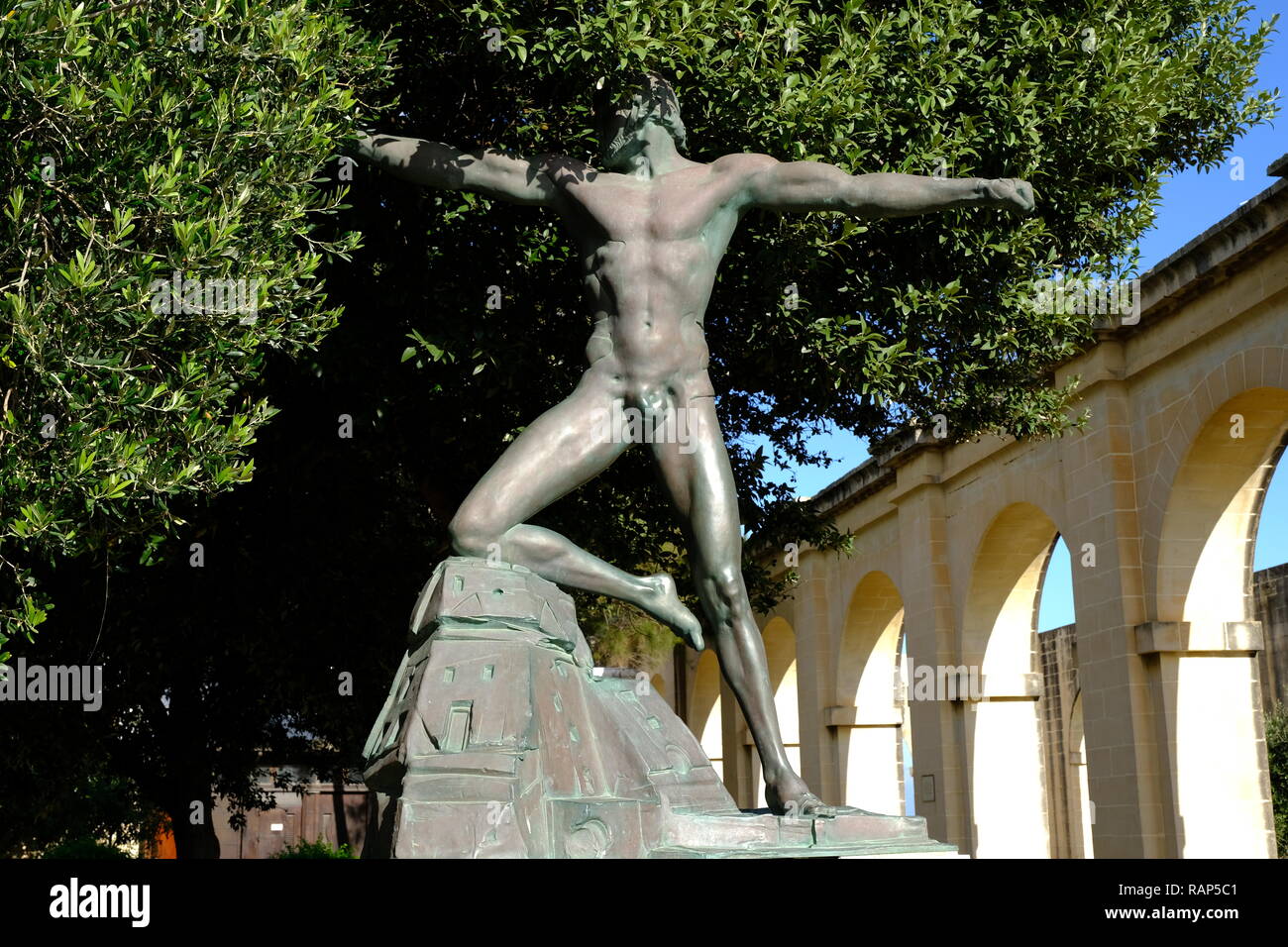 Jardins Barrakka supérieure et inférieure, Monument néoclassique Banque D'Images