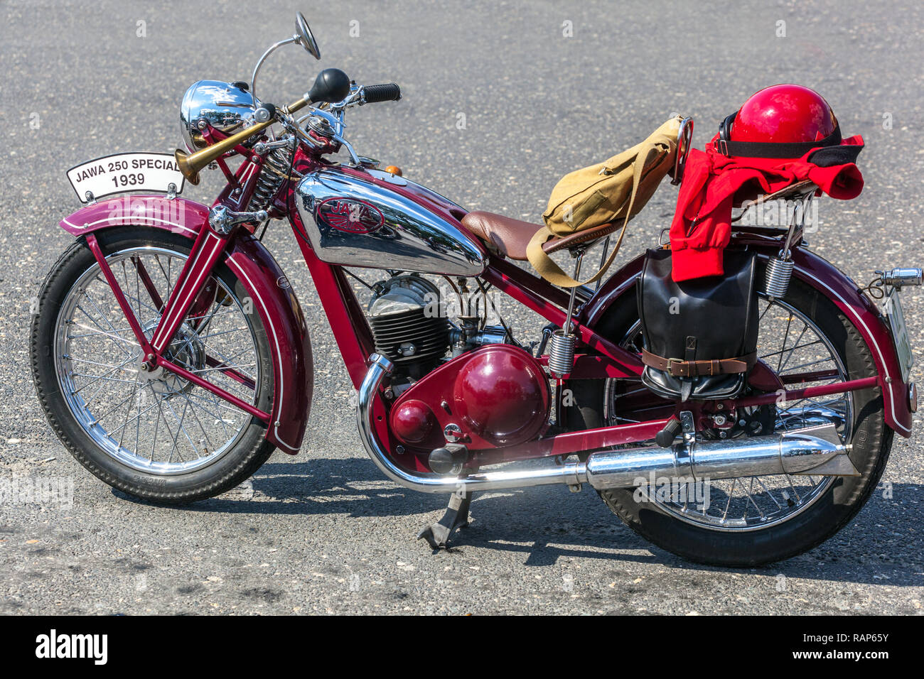 Vieille moto tchèque Jawa 250, 1939 Banque D'Images