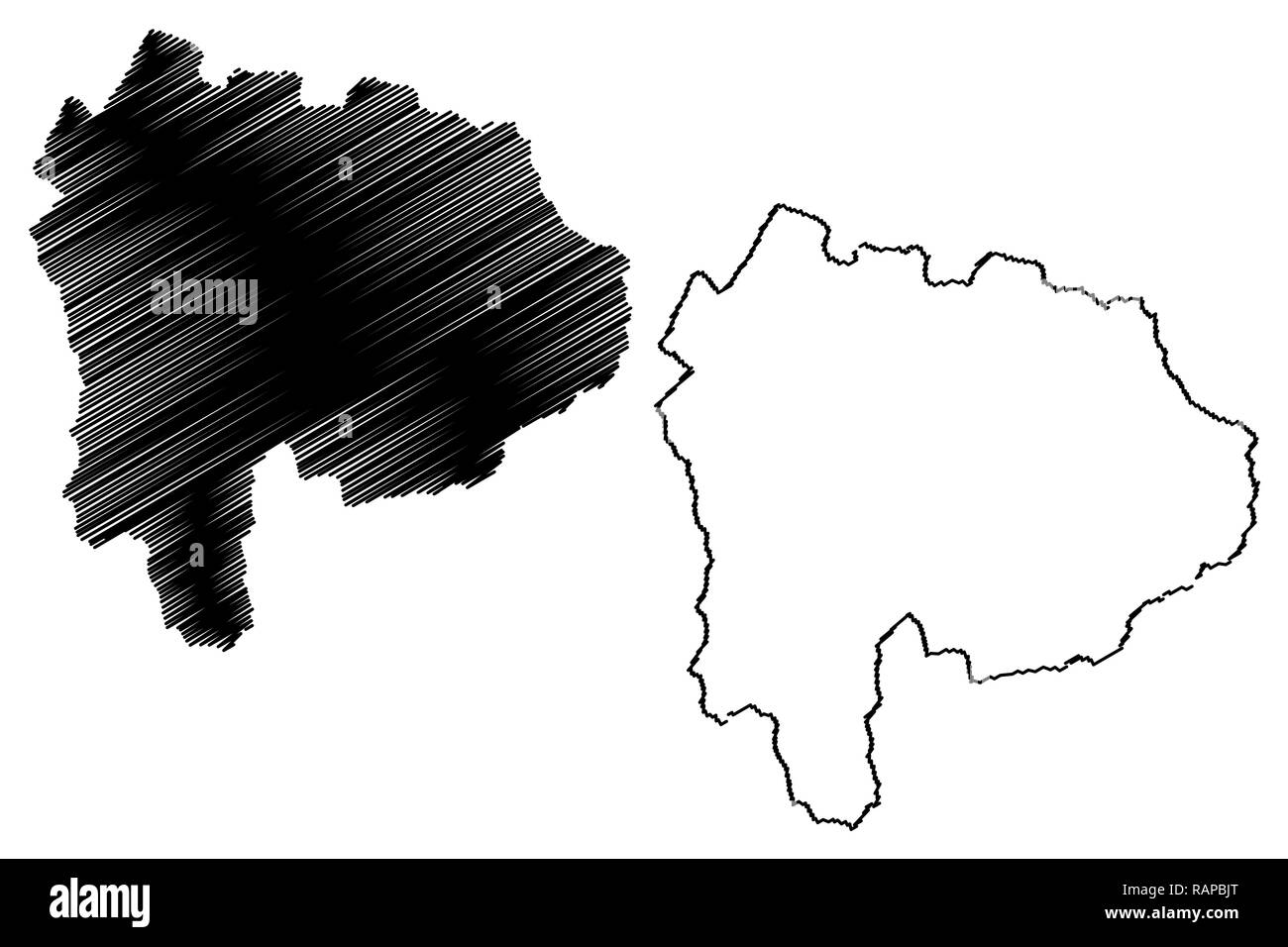 La préfecture de Yamanashi (divisions administratives du Japon, préfectures du Japon) map vector illustration, scribble sketch carte Yamanashi Illustration de Vecteur