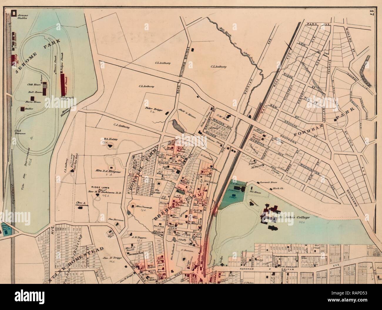 17 & 18 plaques : Fordham, ville de West Farms, Westchester Co. N.Y. repensé par Gibon. L'art classique avec un style moderne repensé Banque D'Images