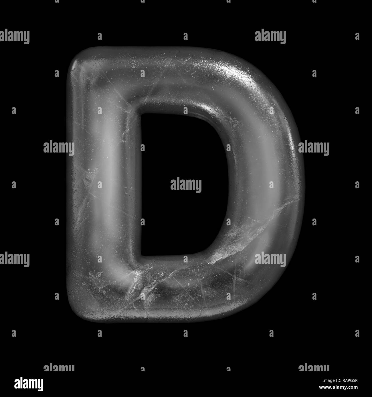 Lettre D - glace 3D majuscule font d'hiver isolé sur fond noir. Cet alphabet est parfait pour les illustrations créatives reliées, mais non limité à N Banque D'Images