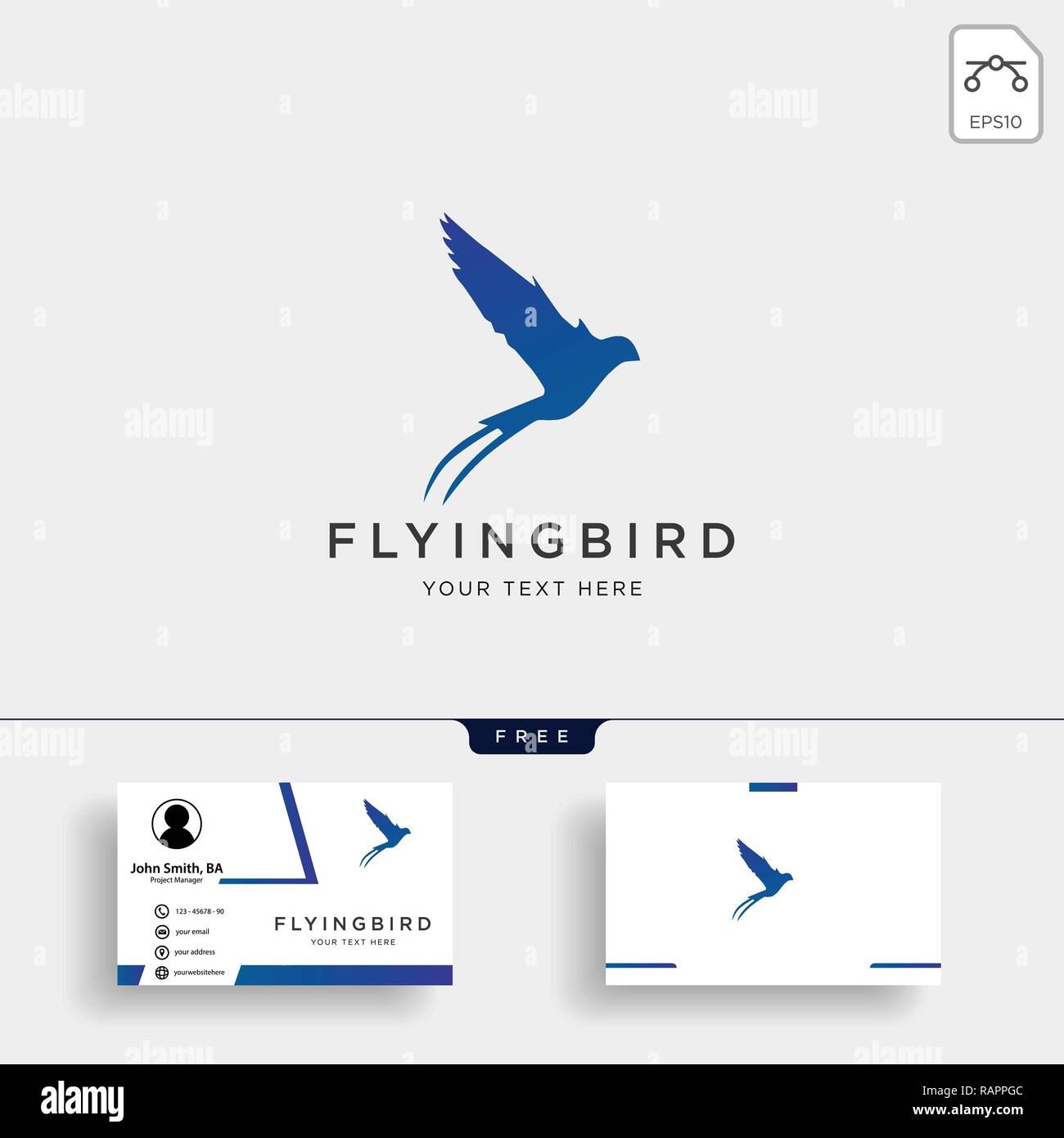 Oiseau en vol avaler avec modèle logo carte d'affaires Illustration de Vecteur
