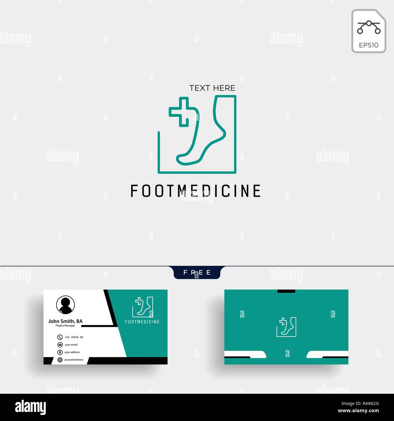 Pied, cheville modèle logo médecine vector illustration avec la conception de cartes d'affaires Illustration de Vecteur