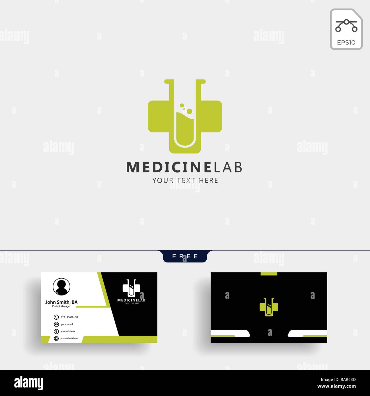 La médecine créative de laboratoire modèle logo illustration vectorielle avec business card design - vector Illustration de Vecteur