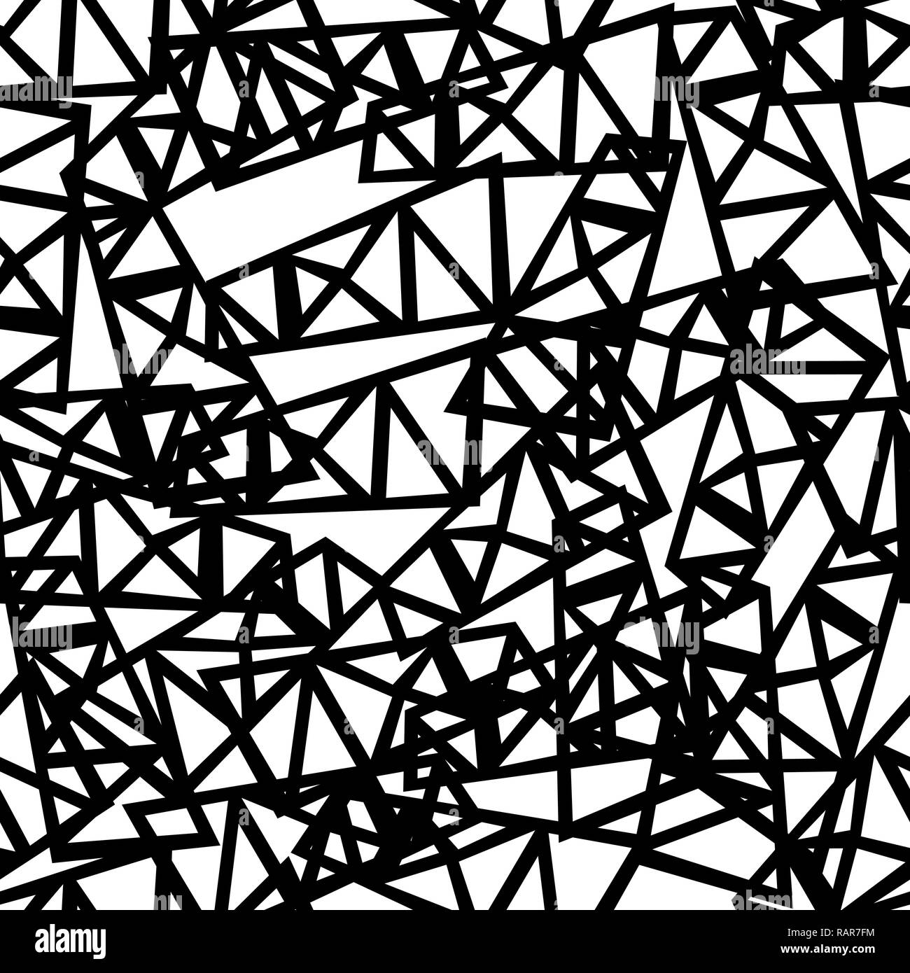 Seamless texture géométrique - noir et blanc lignes nettes chaotique aléatoire l'arrière-plan. Vector illustration de mode. Illustration de Vecteur