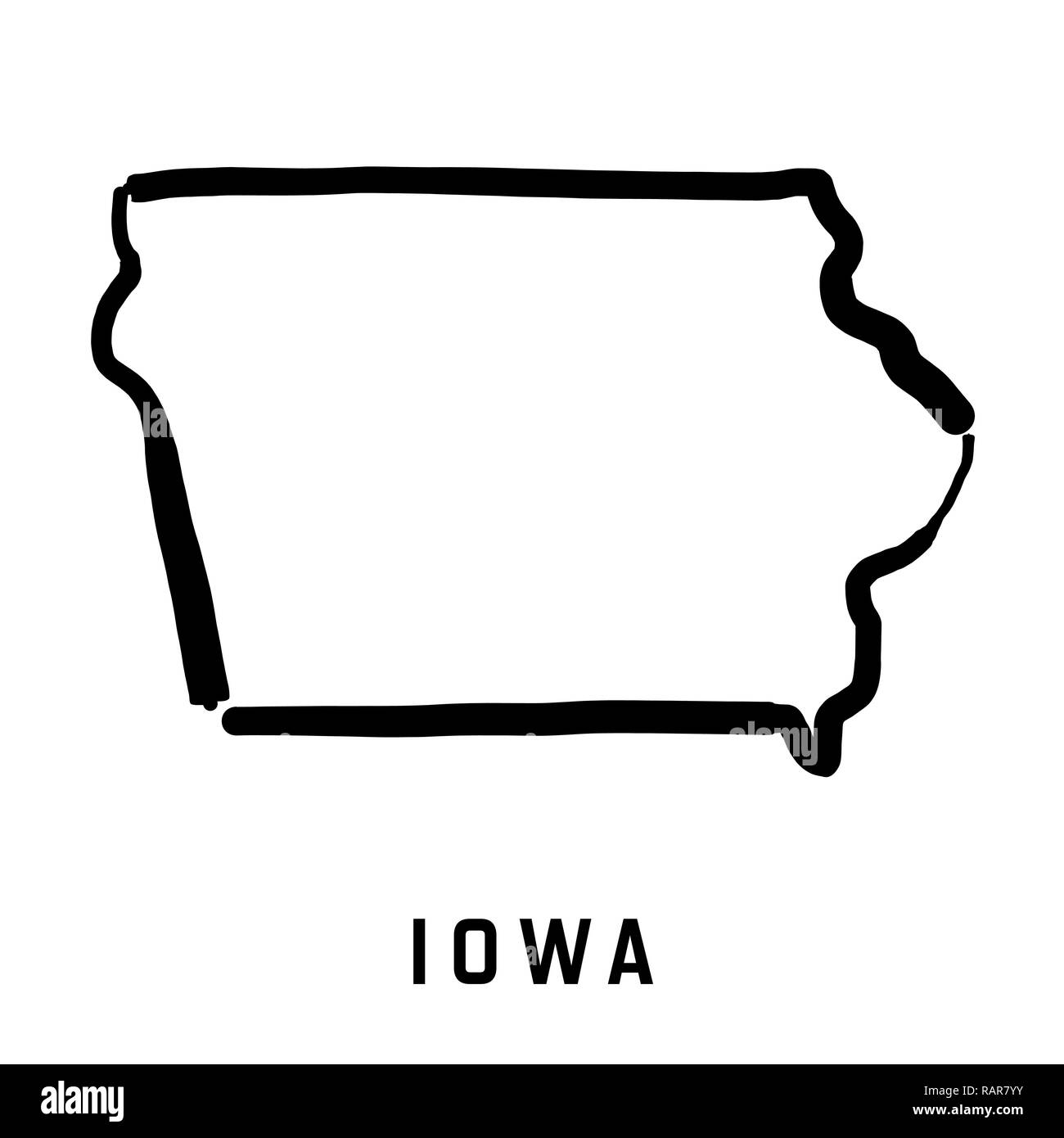 Carte de l'état de l'Iowa - aperçu simplifié lisse forme d'État des États-Unis la carte vecteur. Illustration de Vecteur