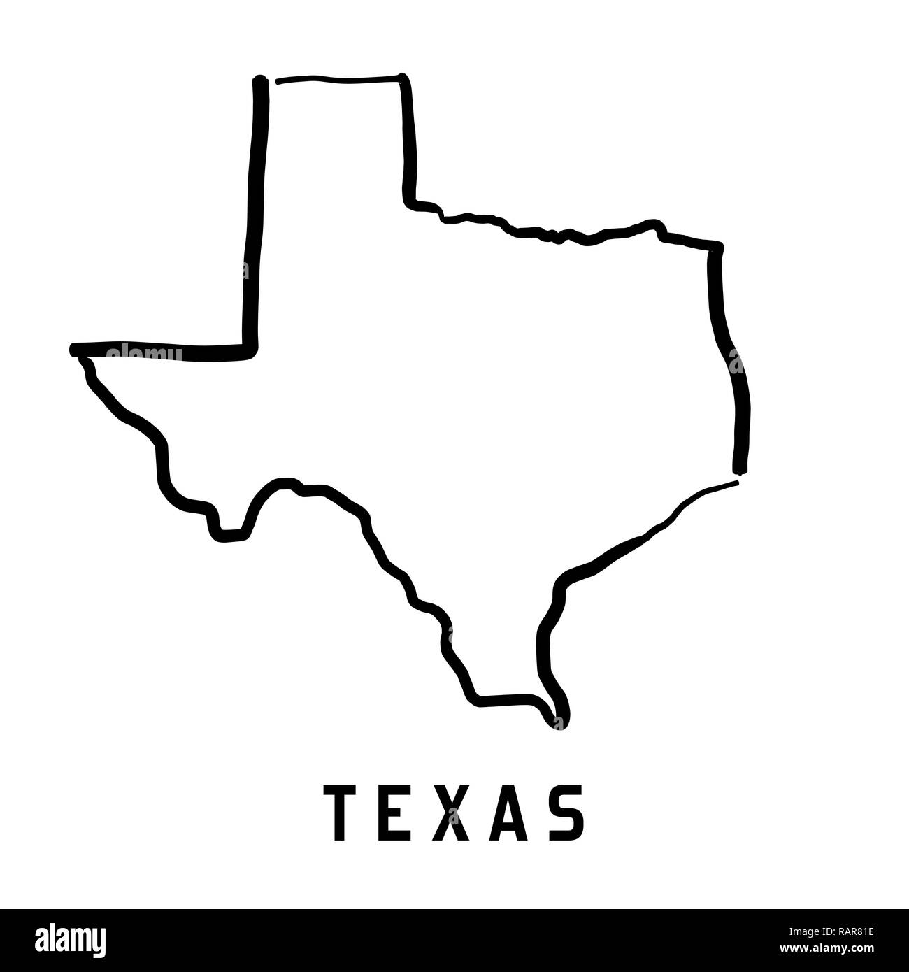 Texas Site Outline - bon état nous simplifié la carte forme vecteur. Illustration de Vecteur