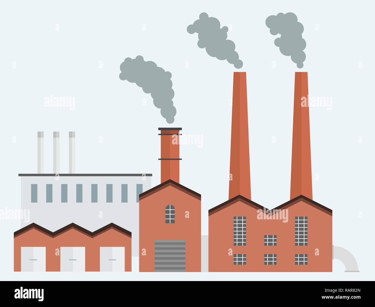 Bâtiment de l'usine - vieille brique architecture industrielle vector illustration. Illustration de Vecteur