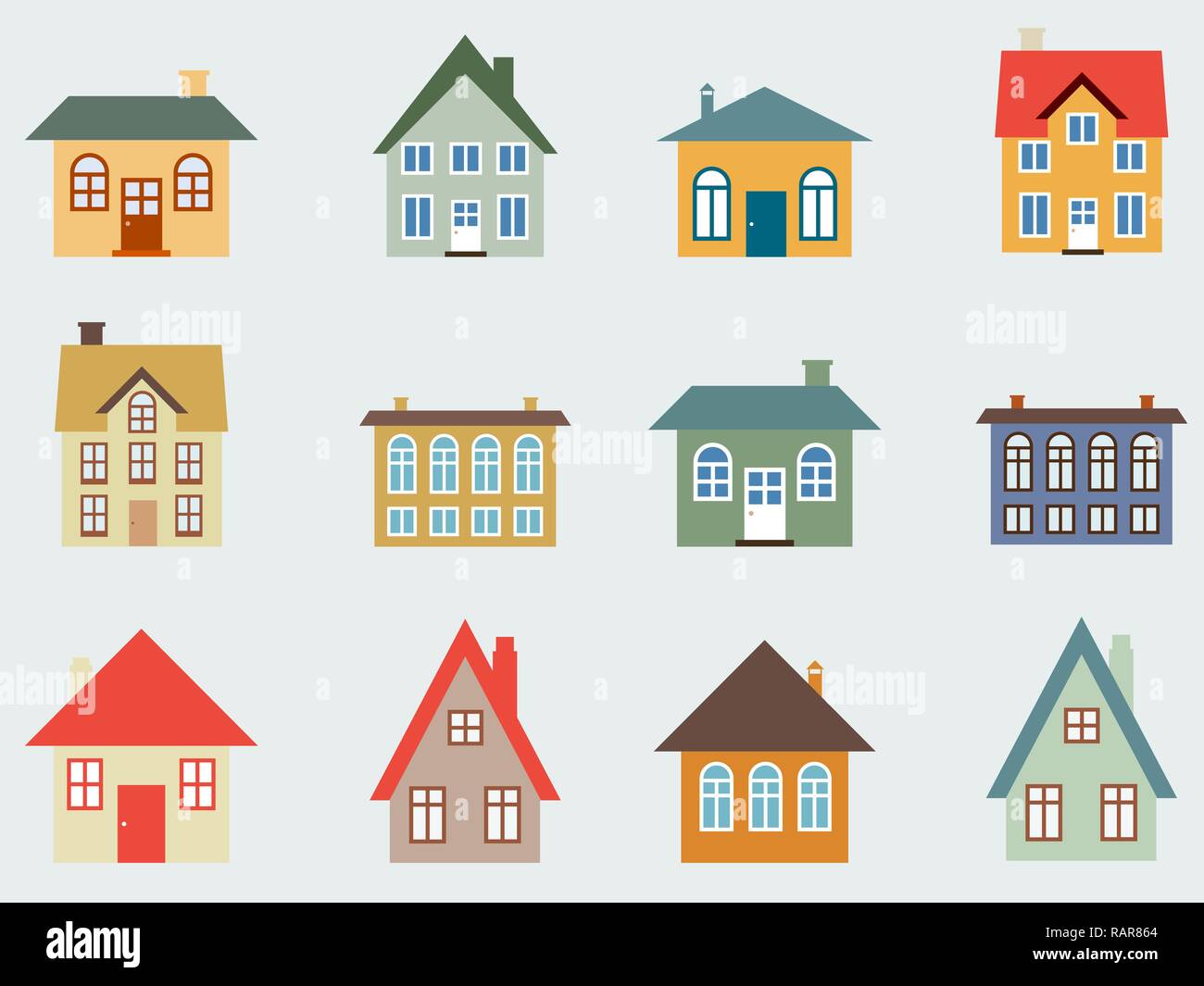 Chambre simple - vector set home illustration collection. Bâtiments colorés. Illustration de Vecteur