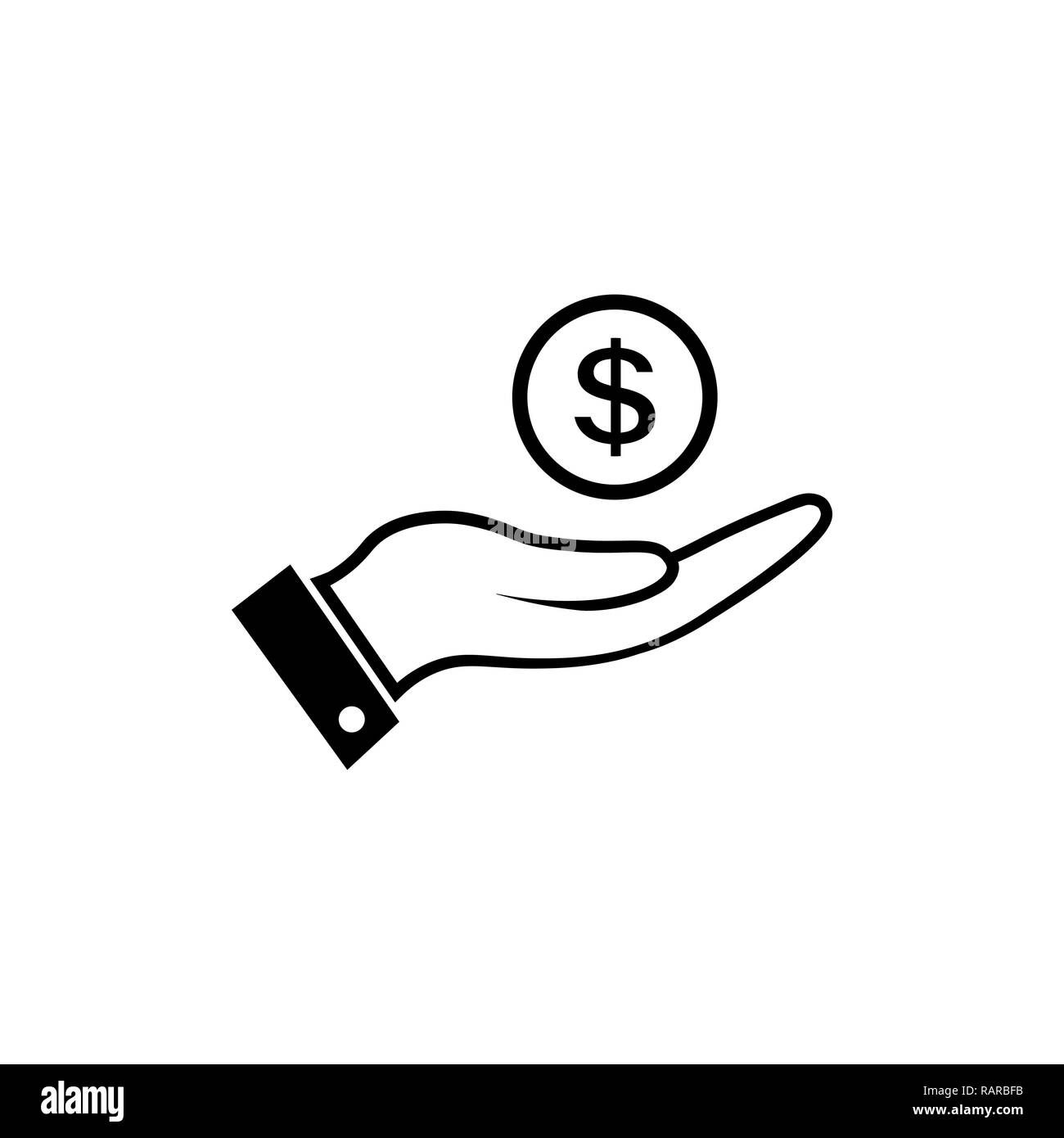 Ligne vectorielle d'argent dans la main dans le noir. Illustration de Vecteur