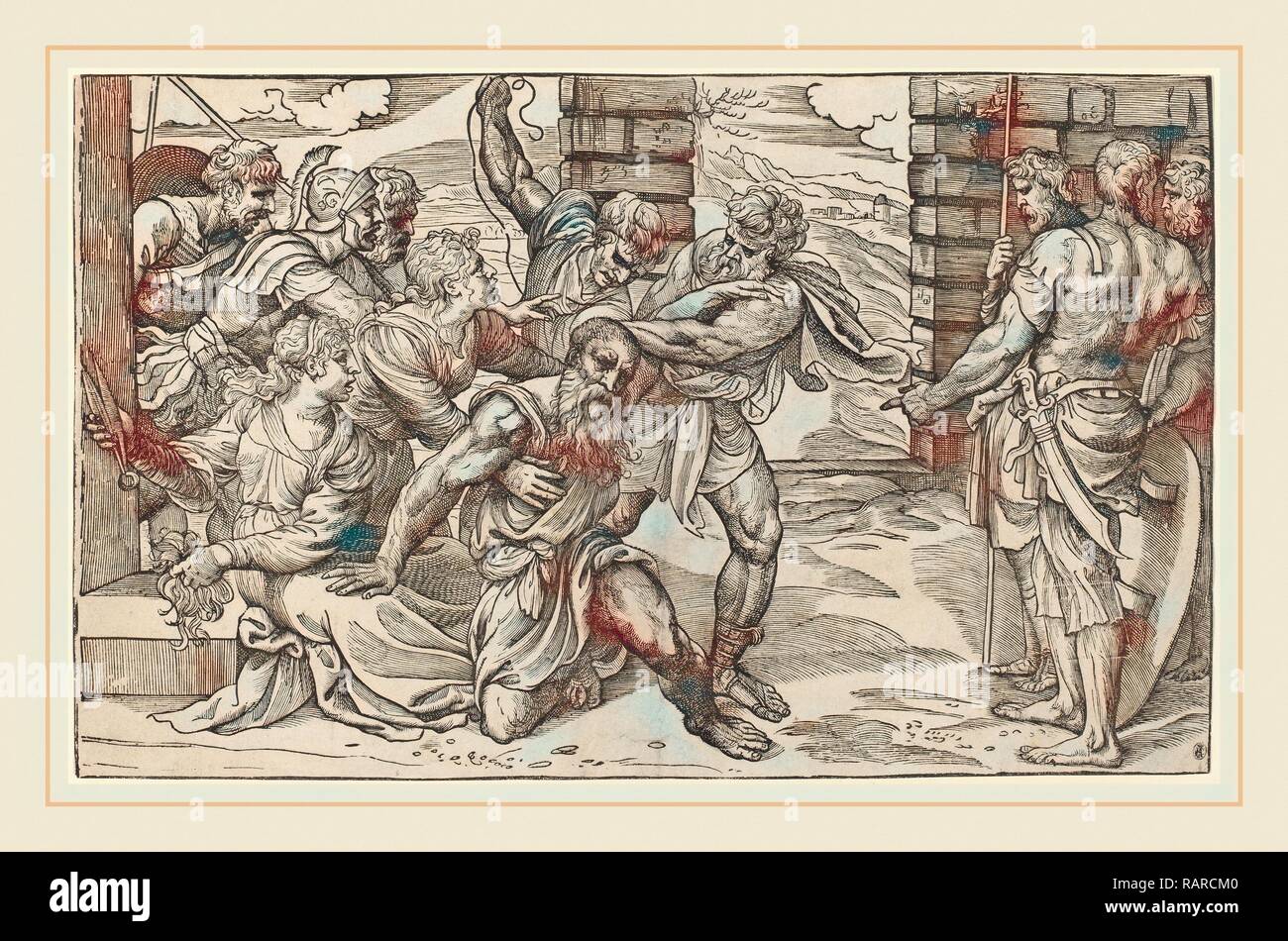 Niccolò Boldrini après Titien (italien, 1510-1566 ou après), Samson et Dalila, ch. 1540, gravure sur bois. Repensé Banque D'Images