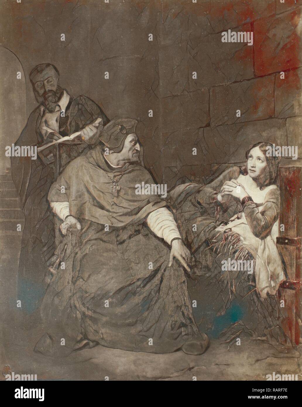 Peinture de Paul Delaroche : Jeanne d'Arc, Jeanne d'Arc est malade interrogee dans sa prison, Robert Jefferson Bingham repensé Banque D'Images