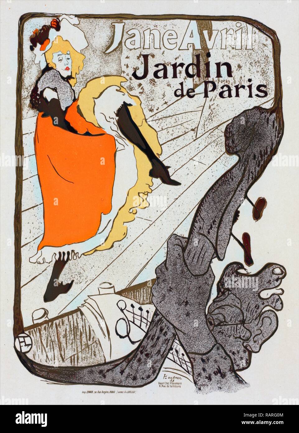Affiche pour le Jardin de Paris Jane Avril. Toulouse-Lautrec, Henri de (1864-1901), peintre et graveur français repensé Banque D'Images