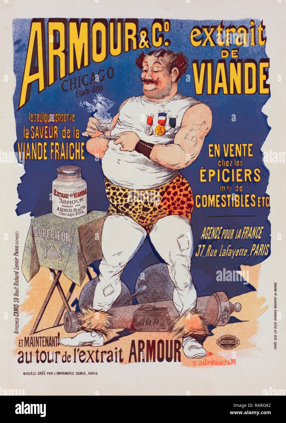 Affiche pour l' Extrait de viande l'armure. Guillaume, Albert (1873-1942), artiste. Repensé par Gibon. L'art classique avec repensé Banque D'Images