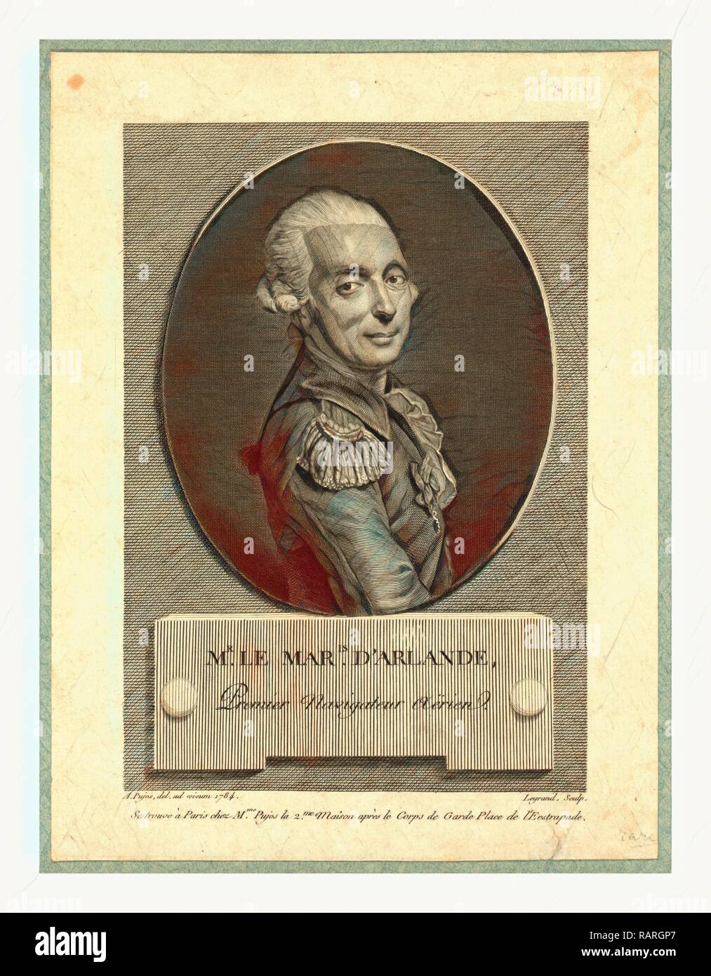 M. le maris. d'Arlande, premier navigateur aérien, Pujos, André, 1738-1788, l'artiste, portrait de mi-longueur du Français repensé Banque D'Images