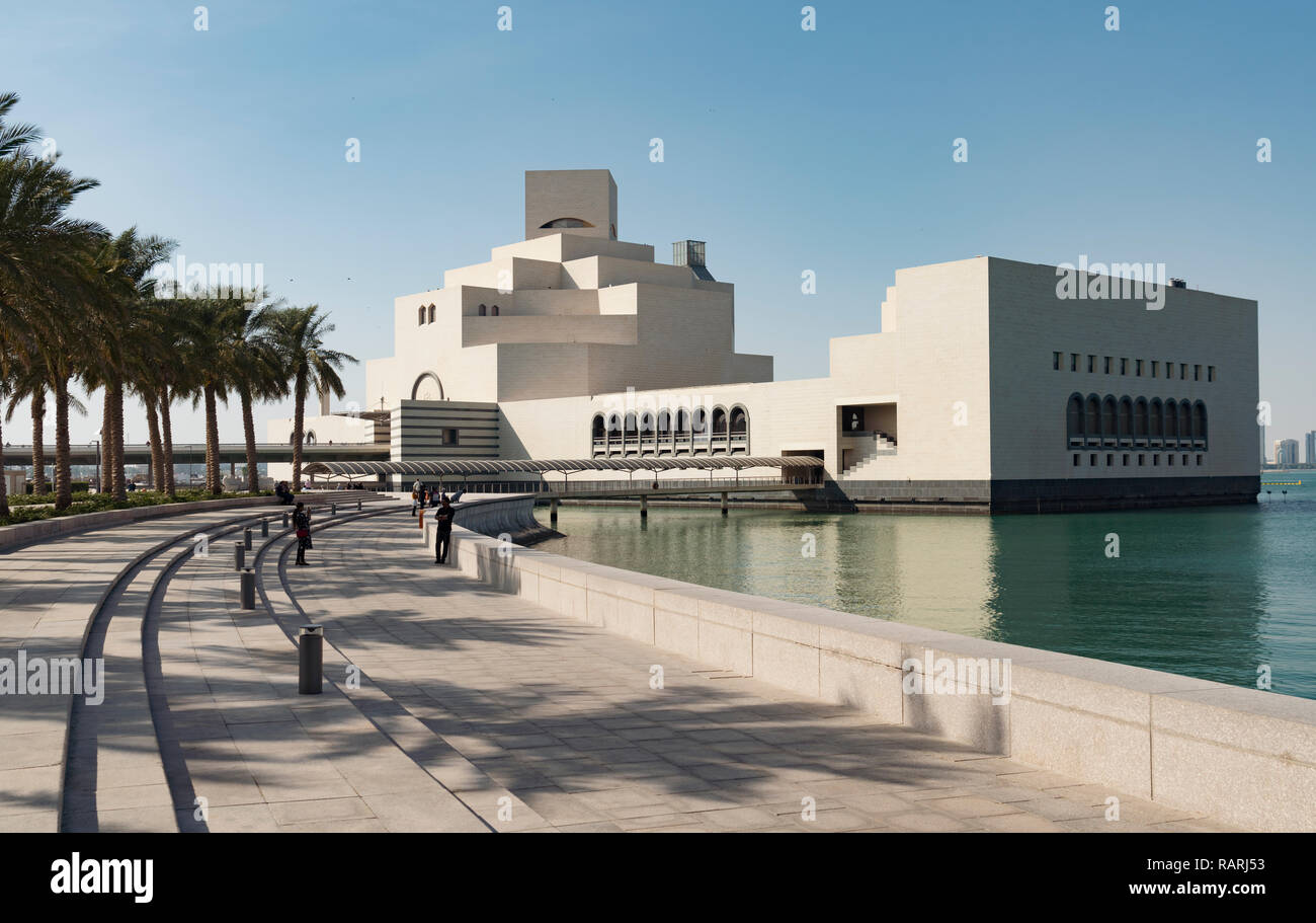 Avis de musée d'Art islamique de Doha, au Qatar. Architecte IM Pei Banque D'Images