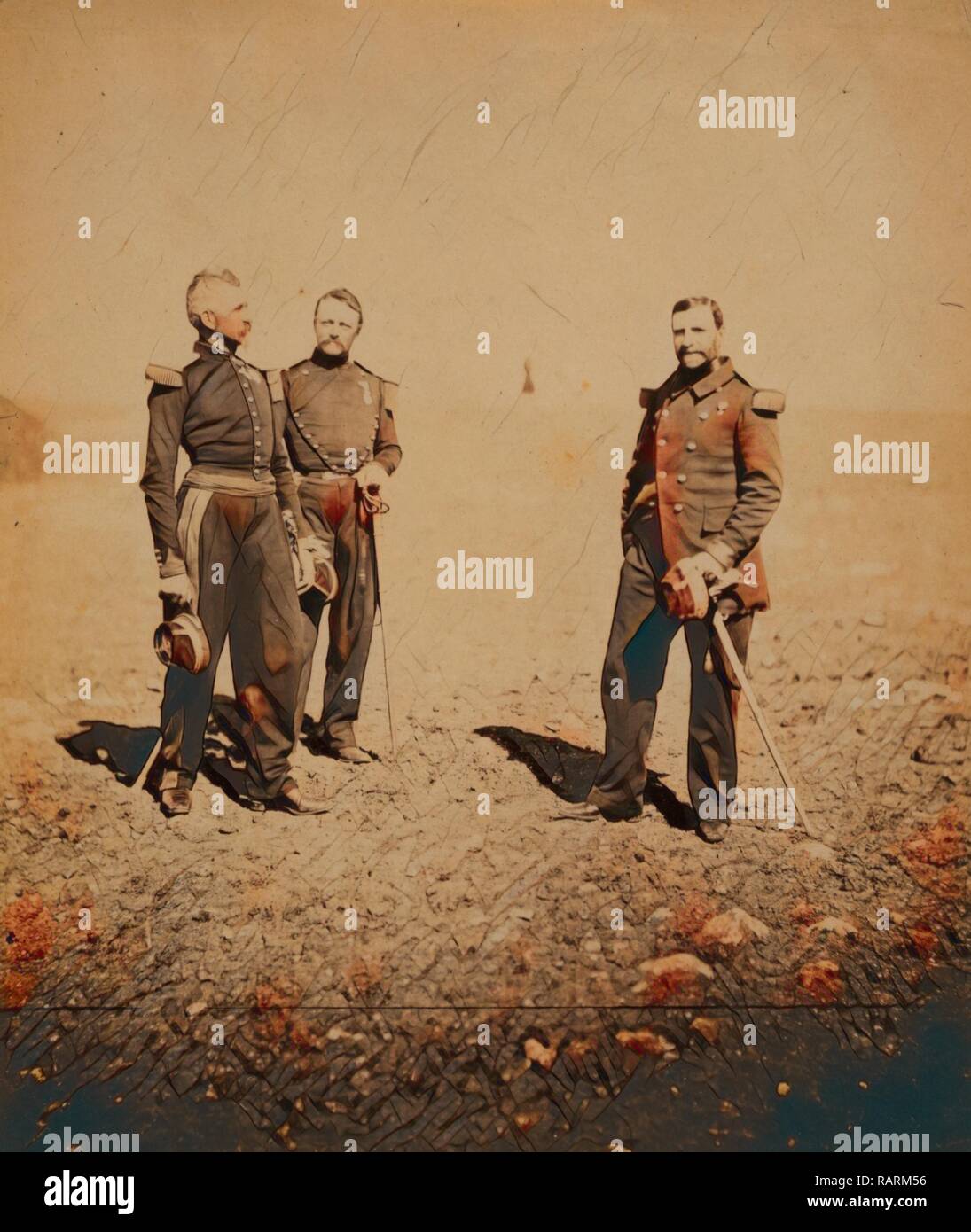 Général Labousiniére & General Beuret, guerre de Crimée, 1853-1856, Roger Fenton guerre historique photo de la campagne. Repensé Banque D'Images