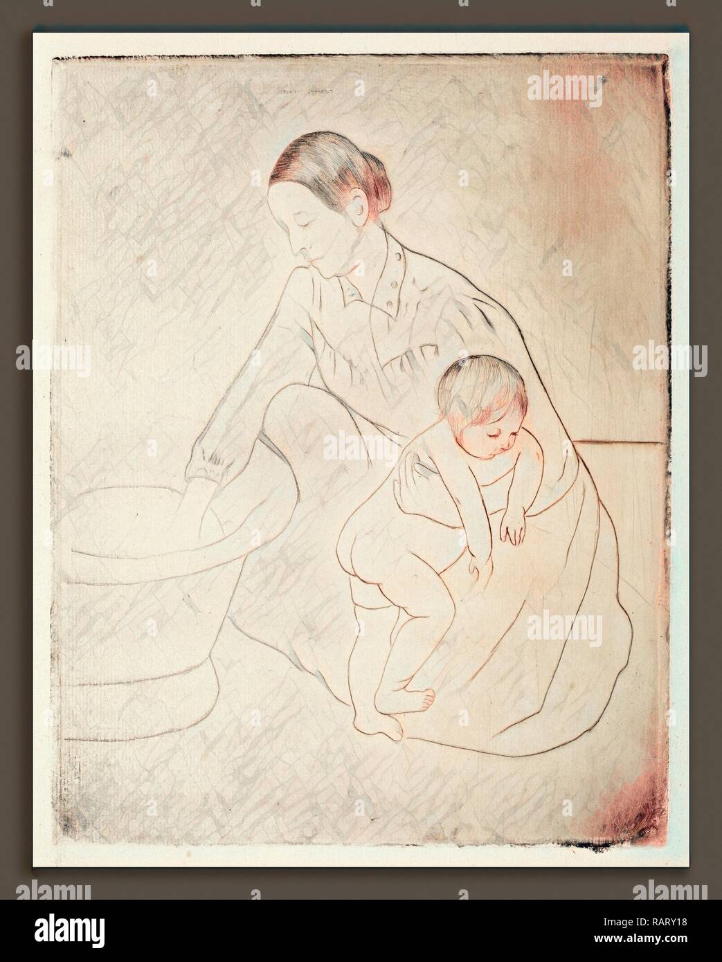 Mary Cassatt, la baignoire, cuisine américaine, 1844 - 1926, ch. 1891, pointe sèche et douce au sol-eau-forte. Repensé Banque D'Images