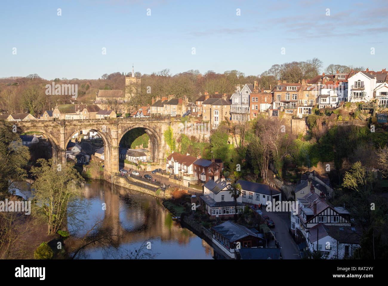 Viaduc Ferroviaire de Knaresborough Pont sur la rivière Nidd, North Yorkshire, England, UK Banque D'Images