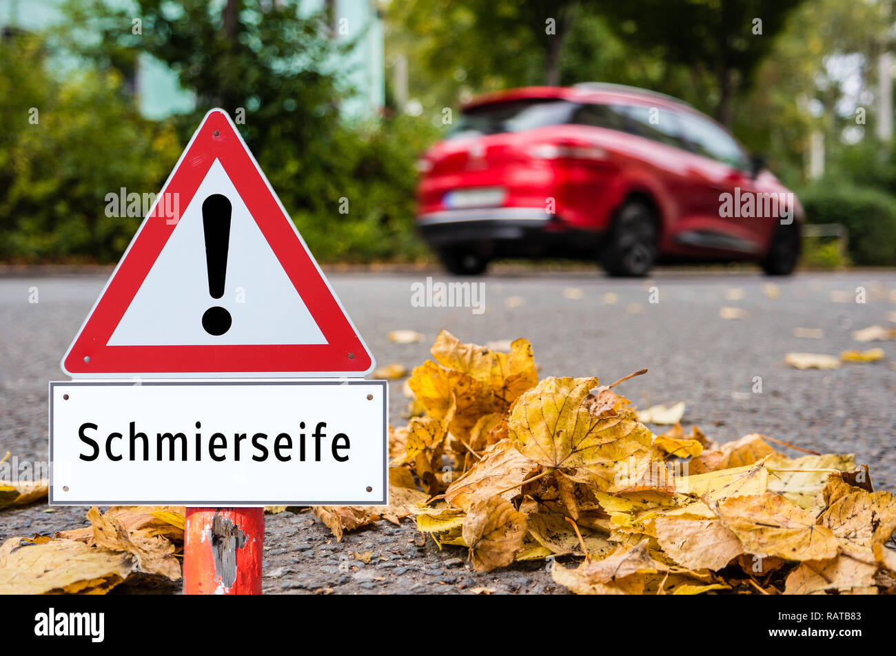 Attention signe de savon doux automne Banque D'Images