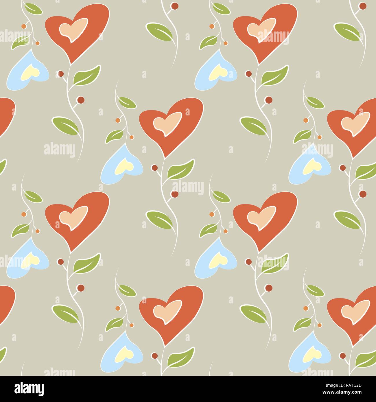 Des fleurs colorées en forme de coeur. L'amour romantique seamless pattern 10 spe Illustration de Vecteur