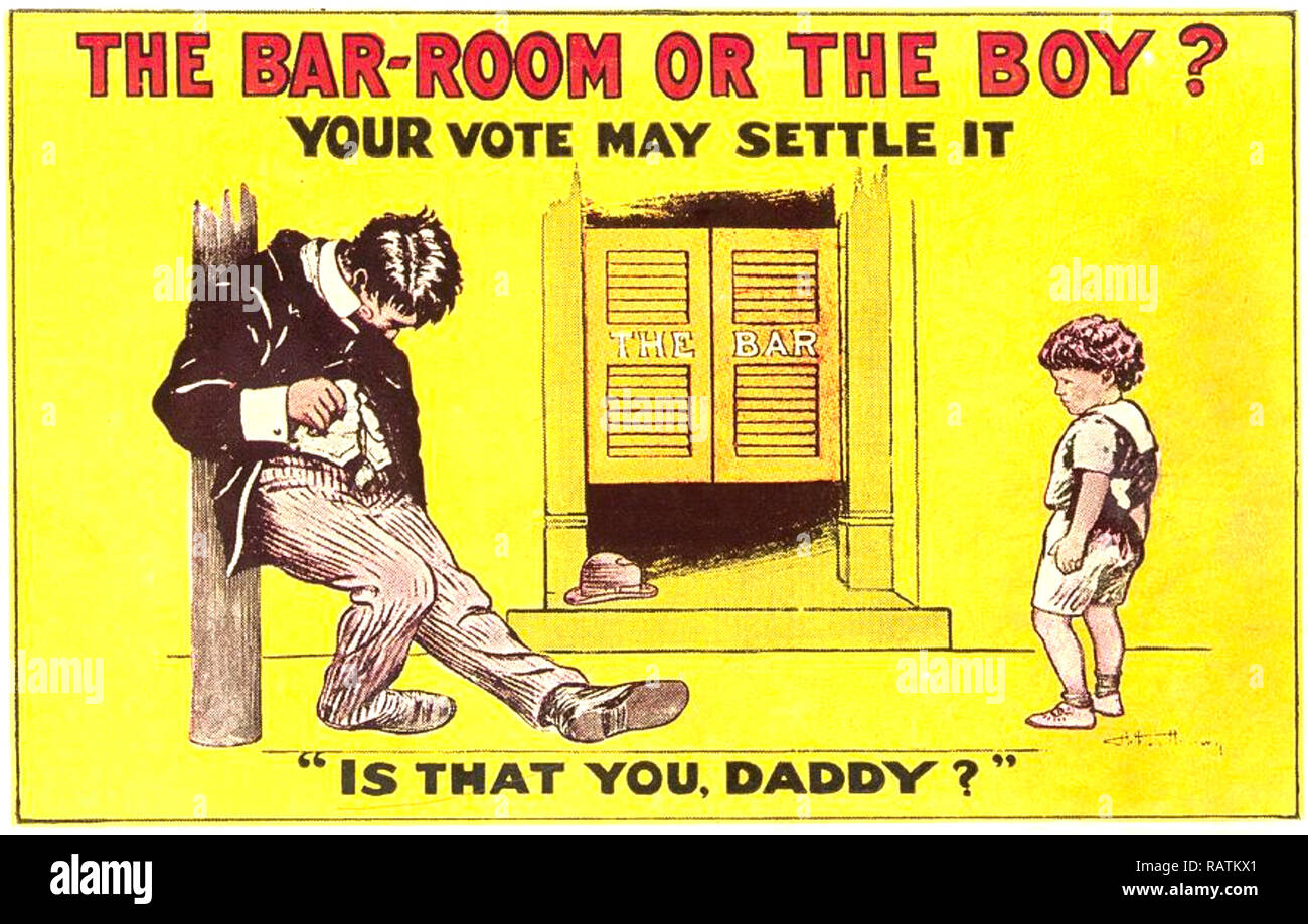Interdiction de l'alcool sur l'affiche anti Amérique 1920 Banque D'Images