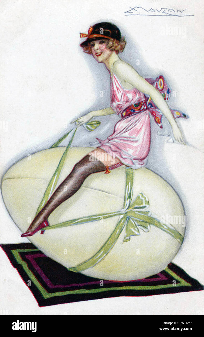 ACHILLE MAUZAN (1883-1952) artiste franco-italienne. Une affiche de Pâques dans le style Art déco vers 1920 Banque D'Images