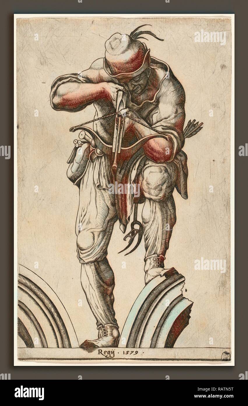 Attribuée à Cherubino Alberti (anciennement Cornelis Cort) après Lelio Orsi (Italien, 1553 - 1615), un archer tir repensé Banque D'Images