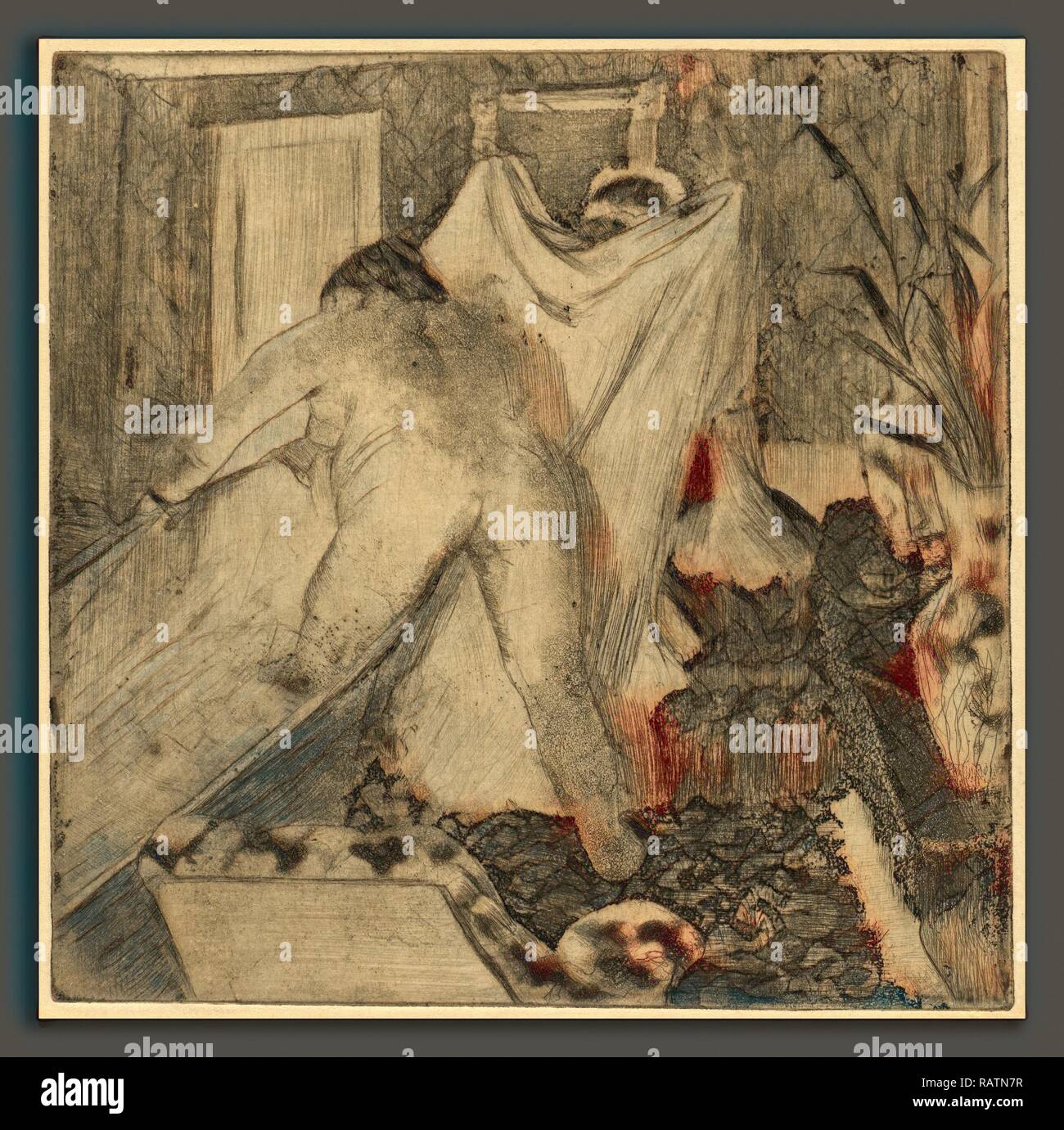 Edgar Degas, laissant la baignoire (la sortie du bain), français, 1834 - 1917, ch. 1879-1880, crayon électrique, eau-forte repensé Banque D'Images