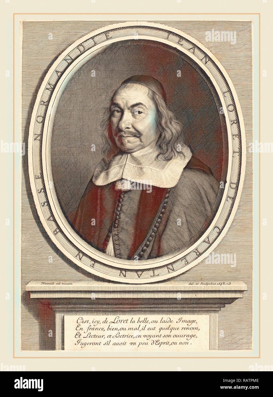 Robert Nanteuil, français (1623-1678), Jean Loret, 1658, gravure. Repensé par Gibon. L'art classique avec un style moderne repensé Banque D'Images