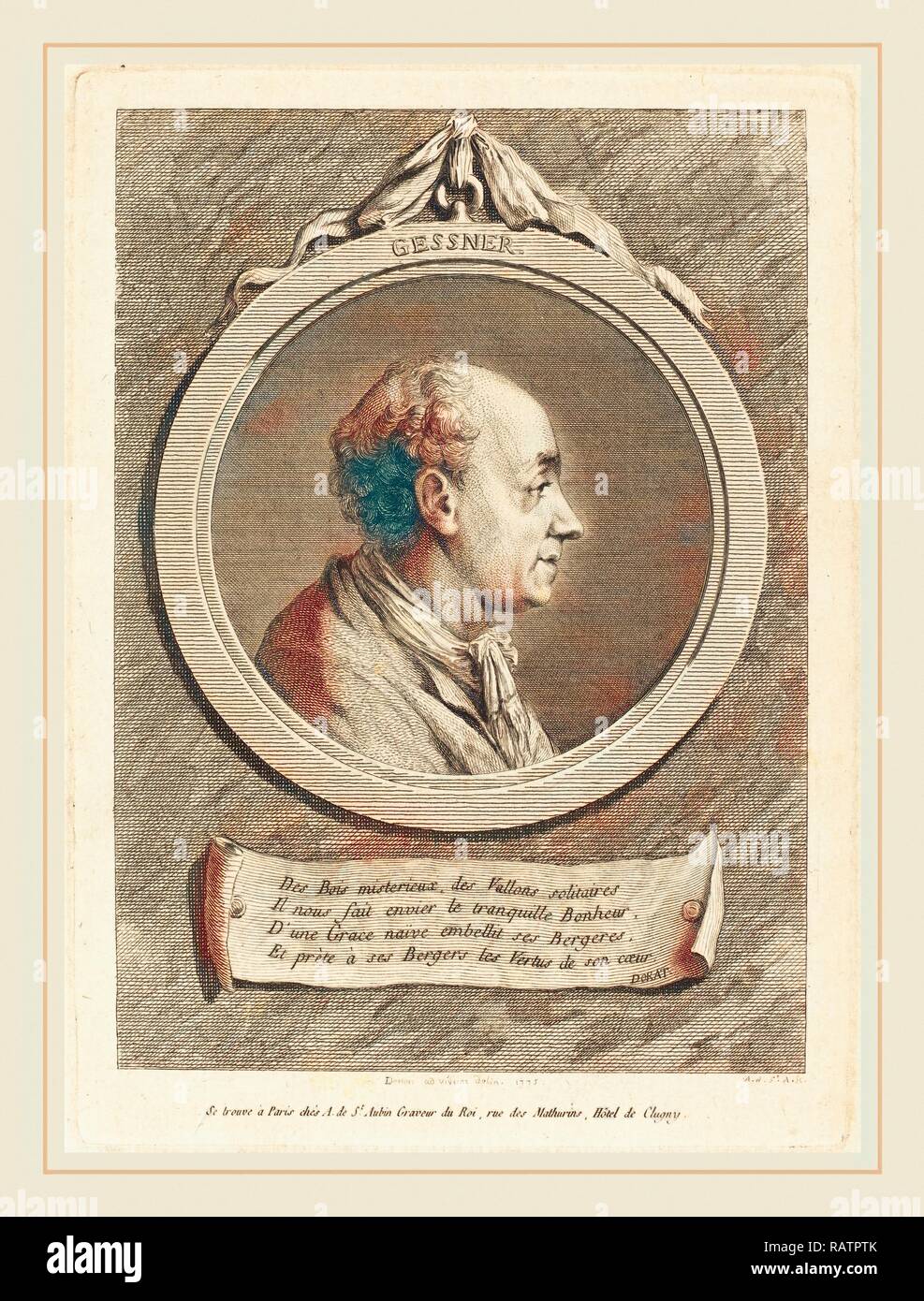 Augustin de Saint-Aubin après Baron Dominique Vivant Denon, français (1736-1807), Salomon Gessner, 1775, gravure sur repensé Banque D'Images