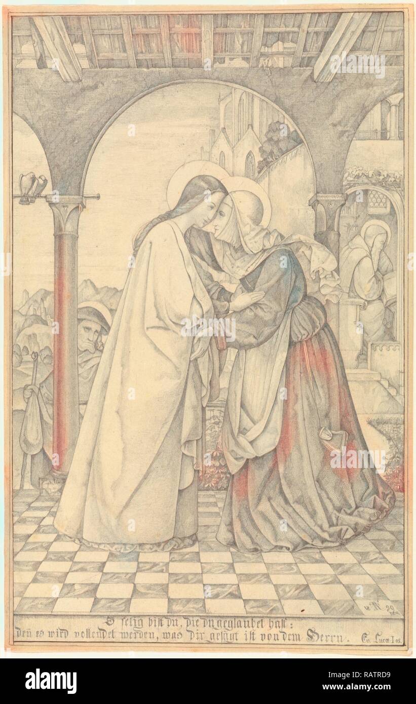 La Visitation, Theodor Rehbenitz, Allemand, 1791 - 1861, l'Italie, l'Europe, 1820, Graphite, 22,4 x 14,1 cm (8 13/16 x 5 9/ repensé Banque D'Images